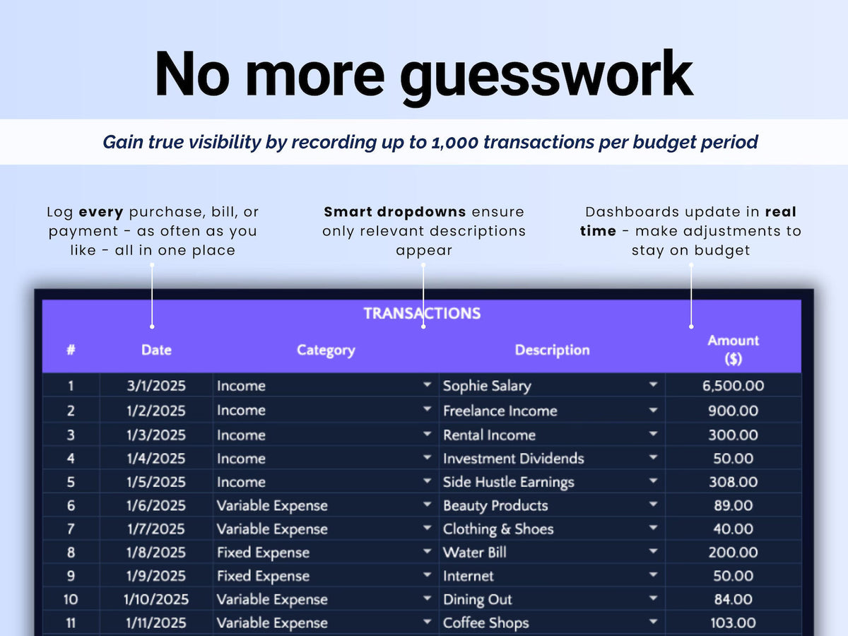 Monthly Budget For Google Sheet & Excel Spreadsheet